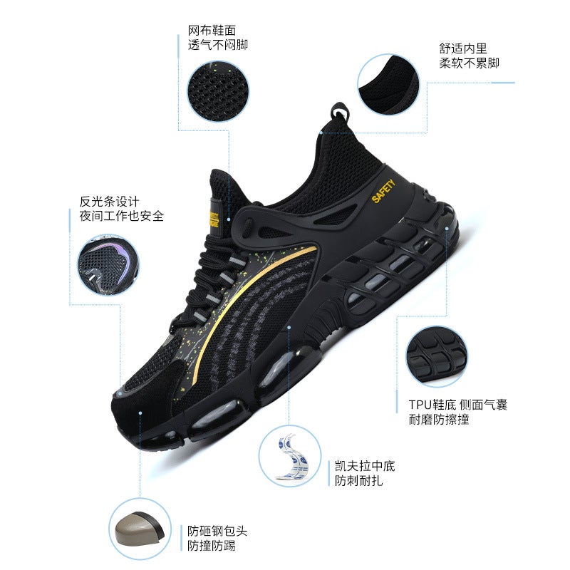 Labor Protection, Anti-Smash, Anti-Puncture, Steel Toe-Toe Work Shoes, Safety Protection, Wear-Resistant, Lightweight Four-Season Shoes - Image 5